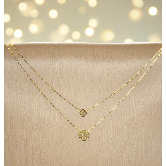 Rachel Zoe Gold Plated Sterling Silver Clover  Set Necklace & Earrings NWT - Picture 7 of 10